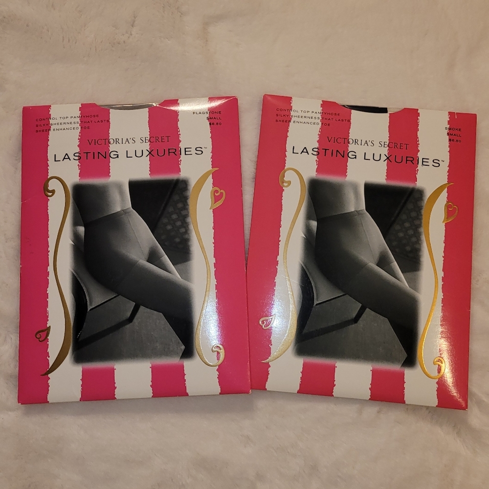 Victoria's Secret Lasting Luxuries Control Top Pantyhose Set of Two Size S New
